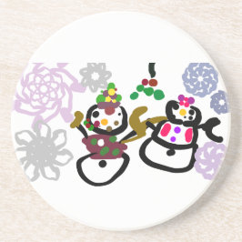 Dance Snowman and Snowwoman Getränkeuntersetzer
