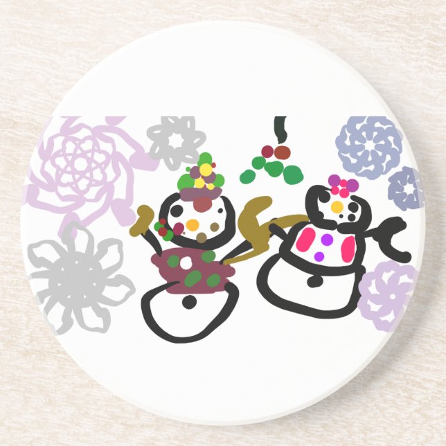 Dance Snowman and Snowwoman Getränkeuntersetzer (Vorne)