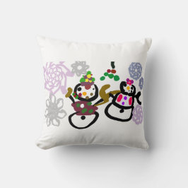 Dance Snowman and Snowwoman Kissen