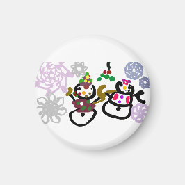 Dance Snowman and Snowwoman Magnet