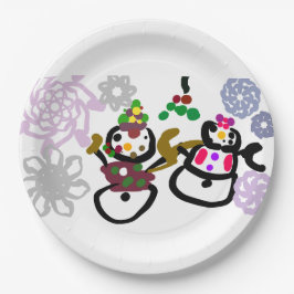 Dance Snowman and Snowwoman Pappteller