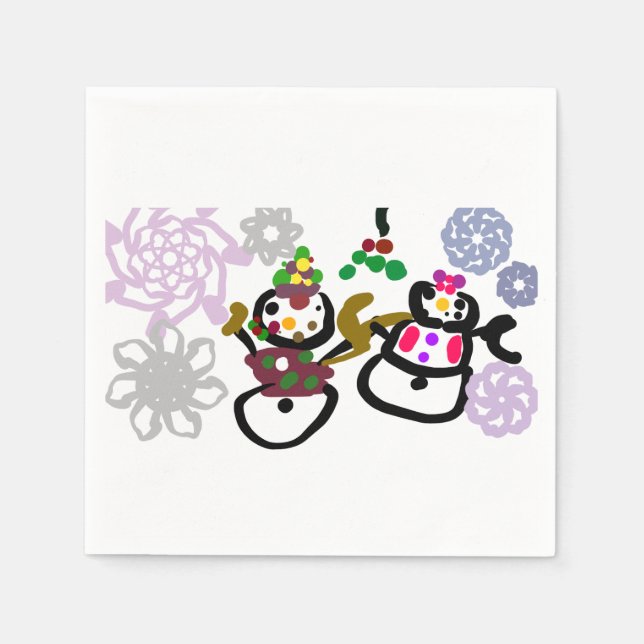 Dance Snowman and Snowwoman Serviette (Vorderseite)
