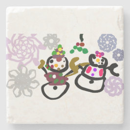 Dance Snowman and Snowwoman Steinuntersetzer