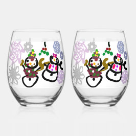 Dance Snowman and Snowwoman Weinglas Ohne Stiel