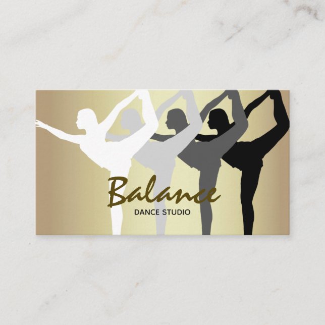Dance Studio Body Silhouette Gold und Black Modern Visitenkarte (Vorderseite)