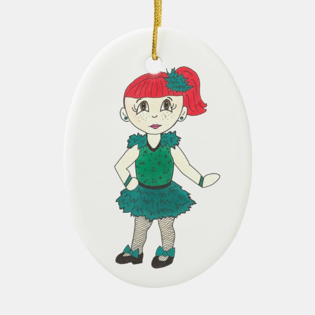 Dance Teacher Gift Green Stich Erwägung Kostüm Keramik Ornament (Vorne)