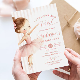 Dance & Twirl Pink Ballerina Ballet Birthday Party Einladung