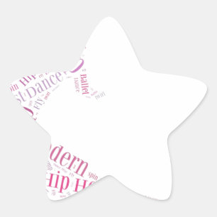 Dance Word Cloud Pink Stern-Aufkleber