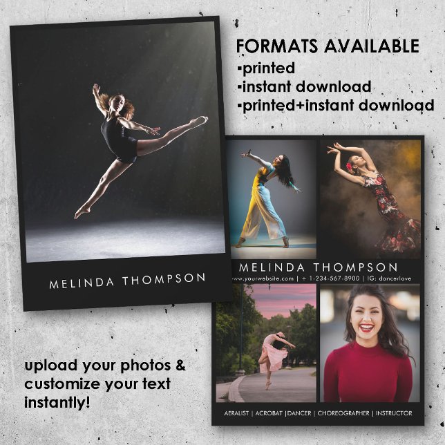Dancer Choreographer Comp Card 5 Photo Headshot Einladung (Dancer Choreographer Comp Card 5 Photo Headshot)
