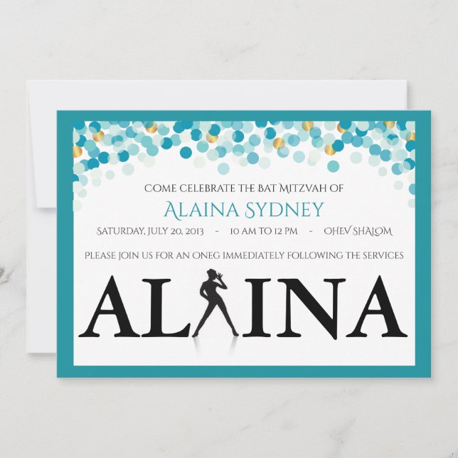DANCER DOTS Bat Mitzvah Einladung (Vorderseite)