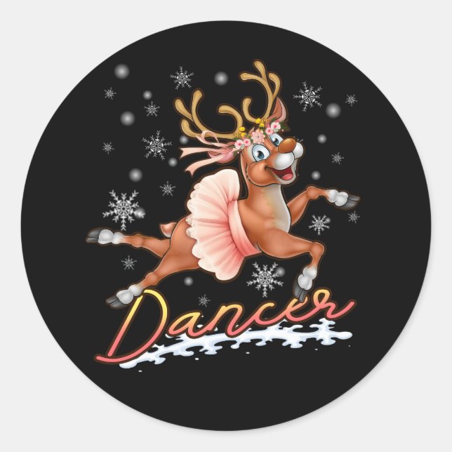 Dancer Frohe Weihnachtsfeier Rentier Deer Xmas Runder Aufkleber (Vorderseite)