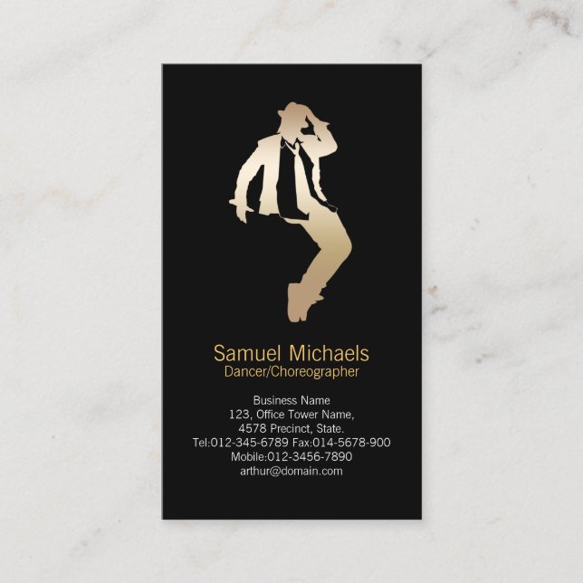 Dancer Gold Silhouette Dancer Business Card Visitenkarte (Vorderseite)