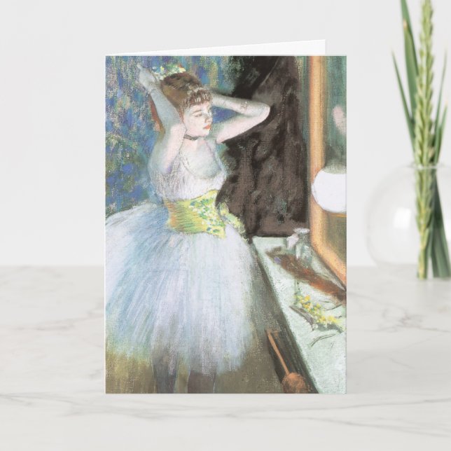 Dancer in ihrem Dressing Room von Edgar Degas Karte (Vorderseite)