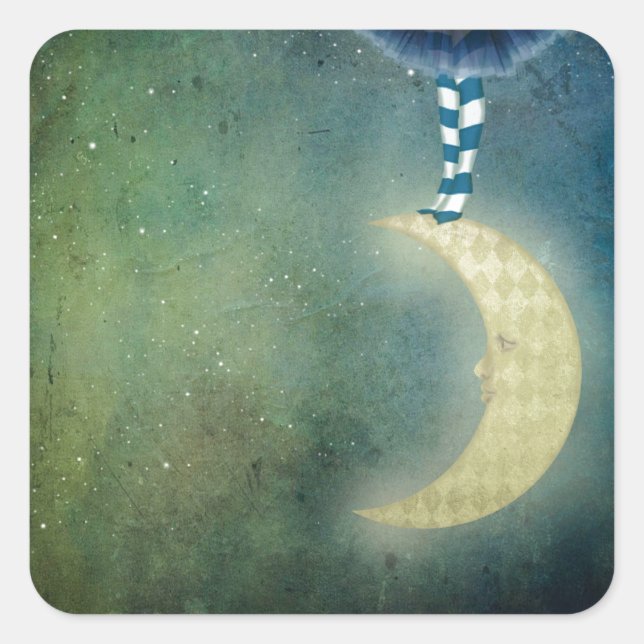 Dancer on the Moon Quadratischer Aufkleber (Vorderseite)