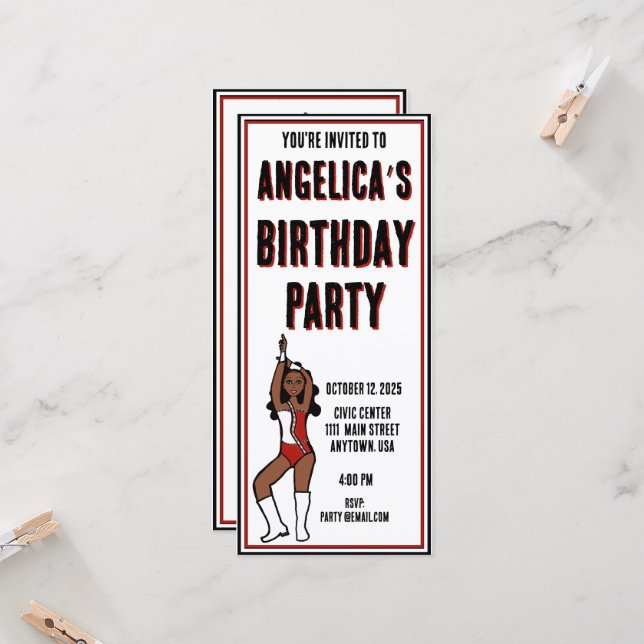 Dancer Party Einladung Red White #1 (Vorderseite/Rückseite Beispiel)