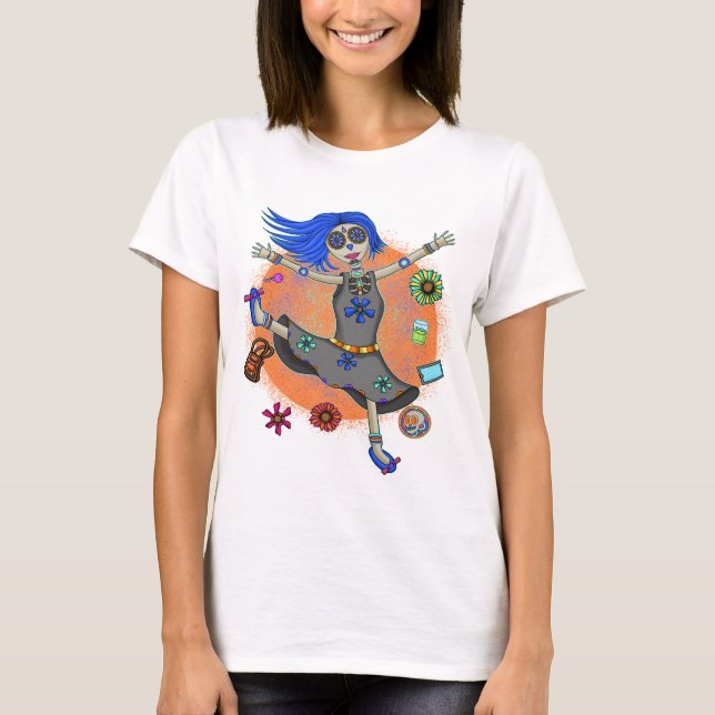 Dancer Performer Carefree Happy Party Girl Nig T-Shirt (Vorderseite)