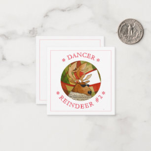 DANCER REINDEER 2,5" Square Flat Card Mitteilungskarte