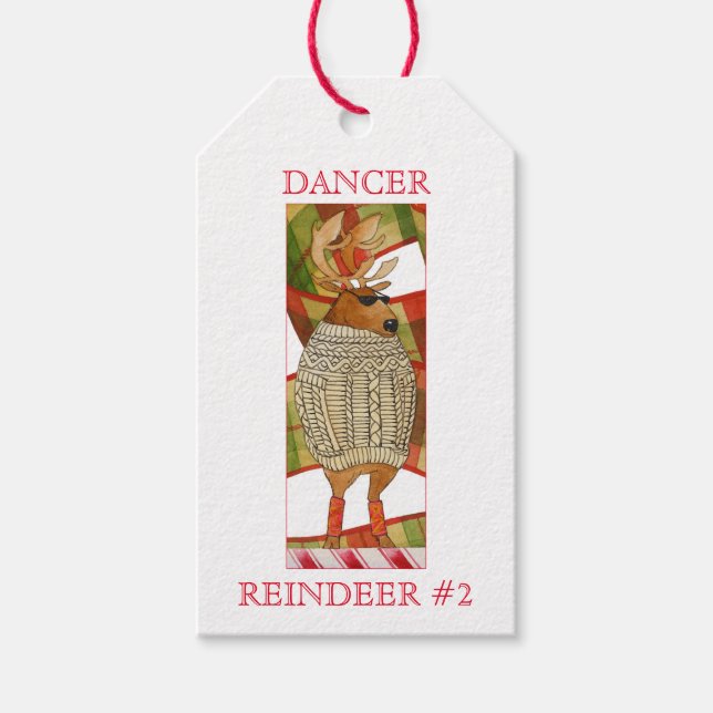 DANCER REINDEER Geschenketiketten Geschenkanhänger (Vorderseite)