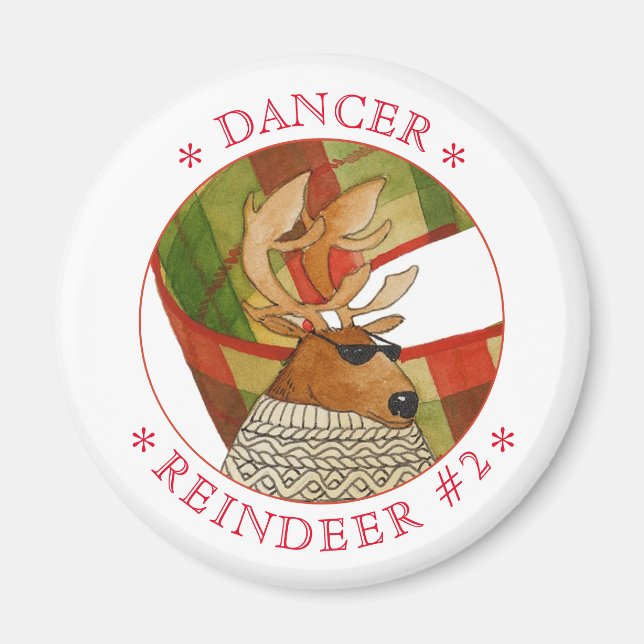 DANCER REINDEER Round Magnet (Vorne)
