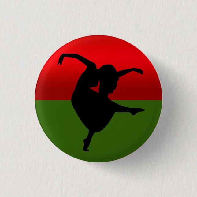 DANCER SILHOUETTE BLACK RED AND GREEN BUTTON (Vorderseite)