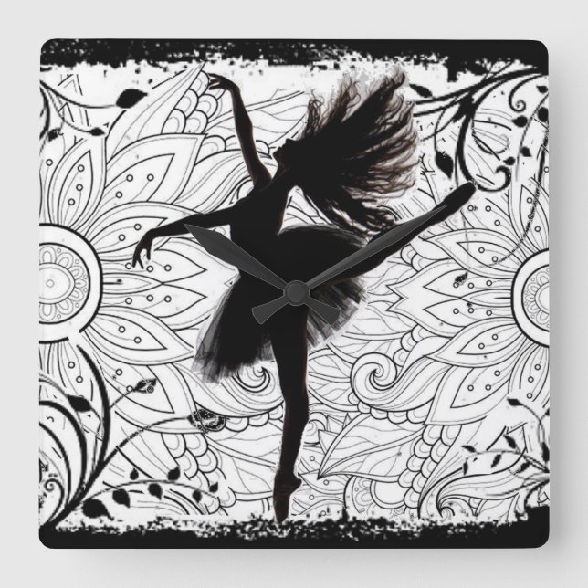 Dancer Square Wall Clock Quadratische Wanduhr (Vorderseite)
