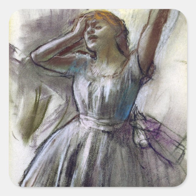 Dancer Stretching von Degas Quadratischer Aufkleber (Vorderseite)