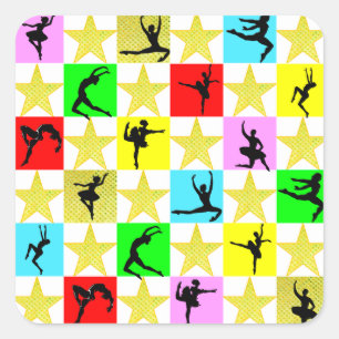 DANCER SUPER STAR CHRISTMAS DESIGN QUADRATISCHER AUFKLEBER