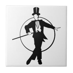 Dancer Tuxedo Top Hat Cane 20er Deko Fliese