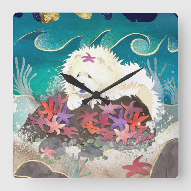 DANCIN MIT DER STARZ-Creme-Chow-Uhr Quadratische Wanduhr (Vorderseite)