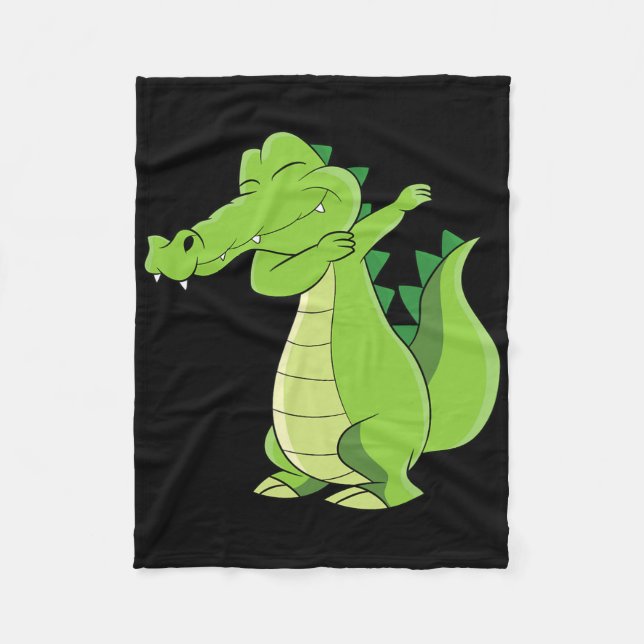 Dancing Alligator Geschenk Funny Dabbing Alligator Fleecedecke (Vorderseite)