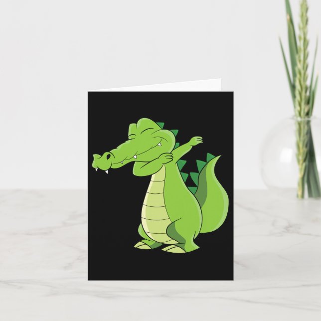 Dancing Alligator Geschenk Funny Dabbing Alligator Karte (Vorderseite)