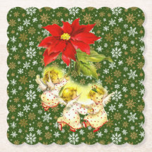 Dancing Baby Angels mit Schneeflocken auf Green