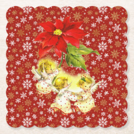 Dancing Baby Angels mit Snowflakes auf Red Untersetzer