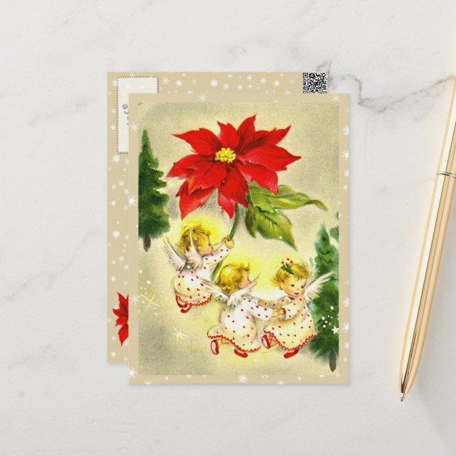 Dancing Baby Angels Vintage Postkarte (Vorderseite/Rückseite Beispiel)