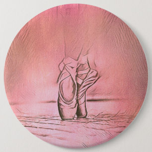 Dancing Ballet Shoes Pink Ballerina Button