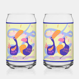 Dancing Beak Birds Soda Glass Dosenglas