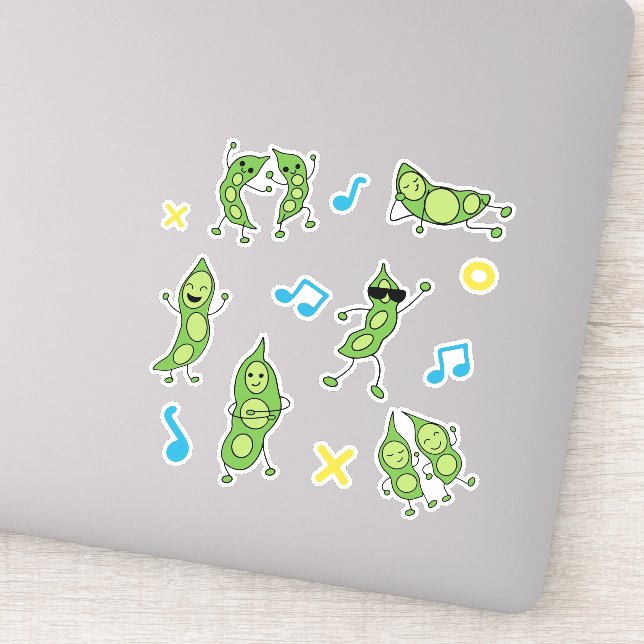 "Dancing Beans" Funny Edamame Aufkleber Sheet (Detail)