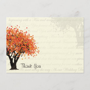 Dancing Blooms Autumn Tree Danke Flat Card
