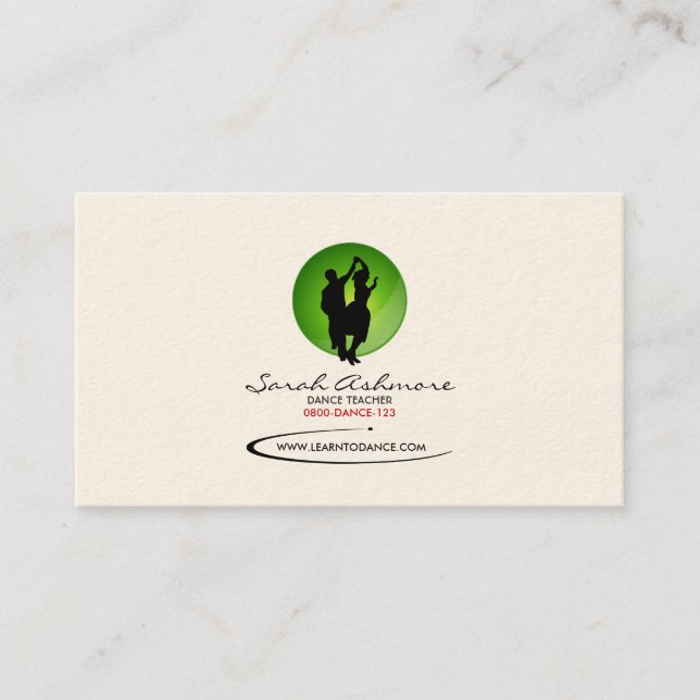 Dancing Business Card (grüner Hintergrund) Visitenkarte (Vorderseite)