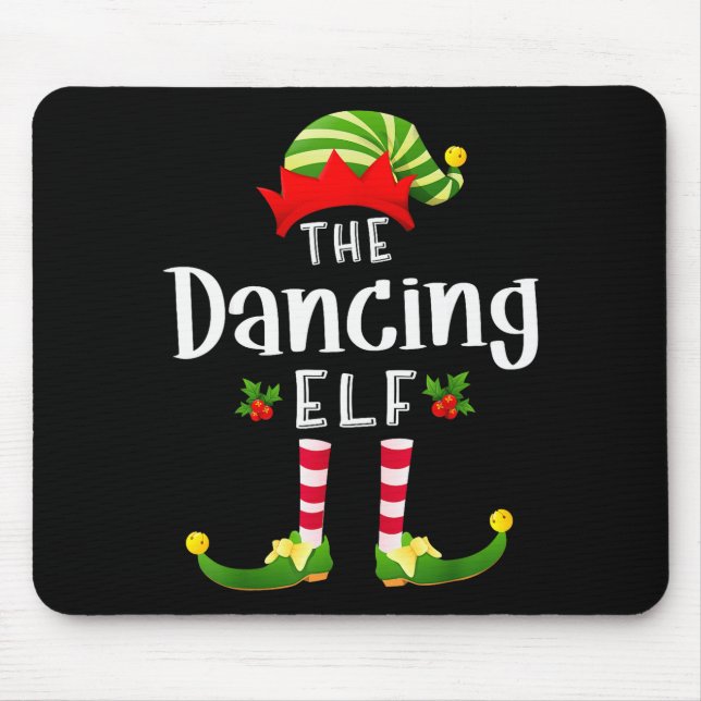 Dancing Christmas Elf Matching Pajama X-mas Party  Mousepad (Vorne)