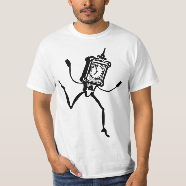 Dancing Clock Cartoon Fantasy Whimsical minimal T-Shirt (Vorderseite)
