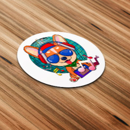 Dancing Corgi Kawaii Niedlich Runder Aufkleber