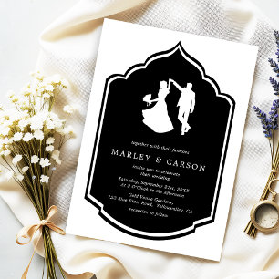 Dancing Couple Illustration Moderne Schwarze Hochz Einladung