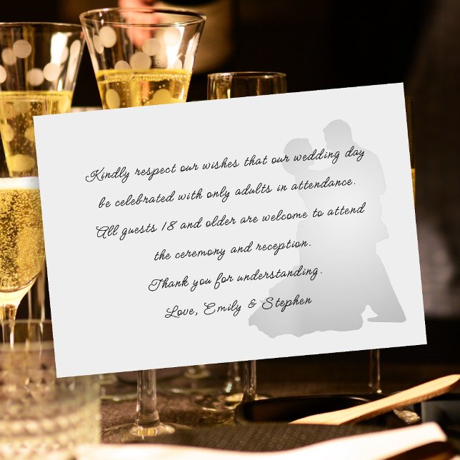 Dancing Couple No Kids Wedding Message Grau Begleitkarte (Von Creator hochgeladen)