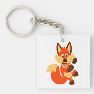 Dancing Cute Dancing Cartoon Fox Porte - clé acryl
