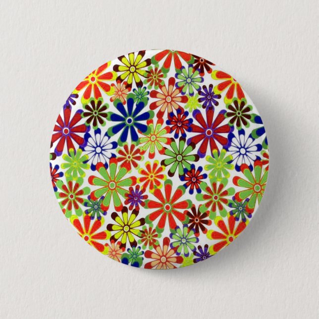Dancing Daisies Retro Design Button (Vorderseite)