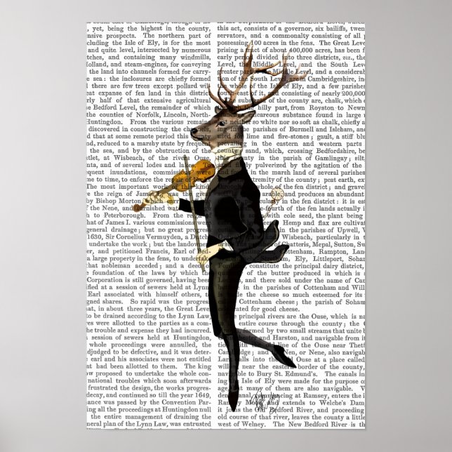 Dancing Deer mit Violine Poster (Vorne)