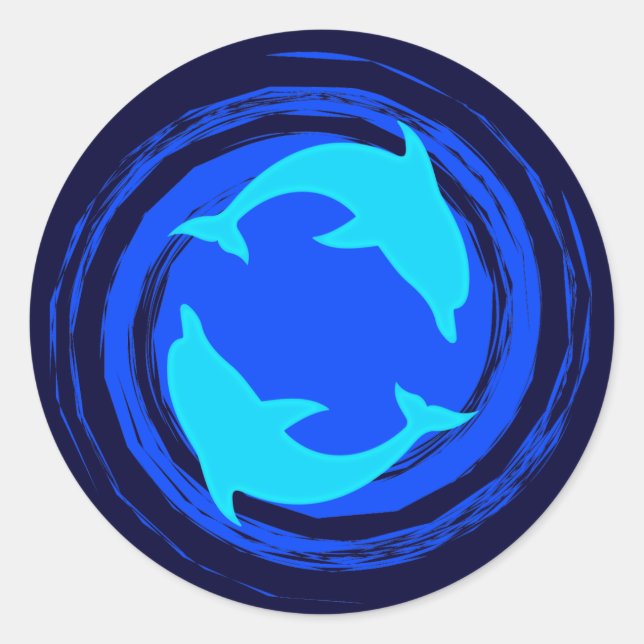 Dancing Dolphins Spiral Runder Aufkleber (Vorderseite)