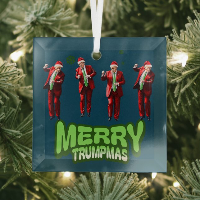 Dancing Donald Trump MAGA Weihnachten Ornament Aus Glas (Insitu)