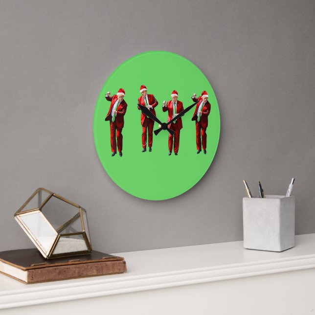 Dancing Donald Trump WeihnachtsMAGA Große Wanduhr (Büro)